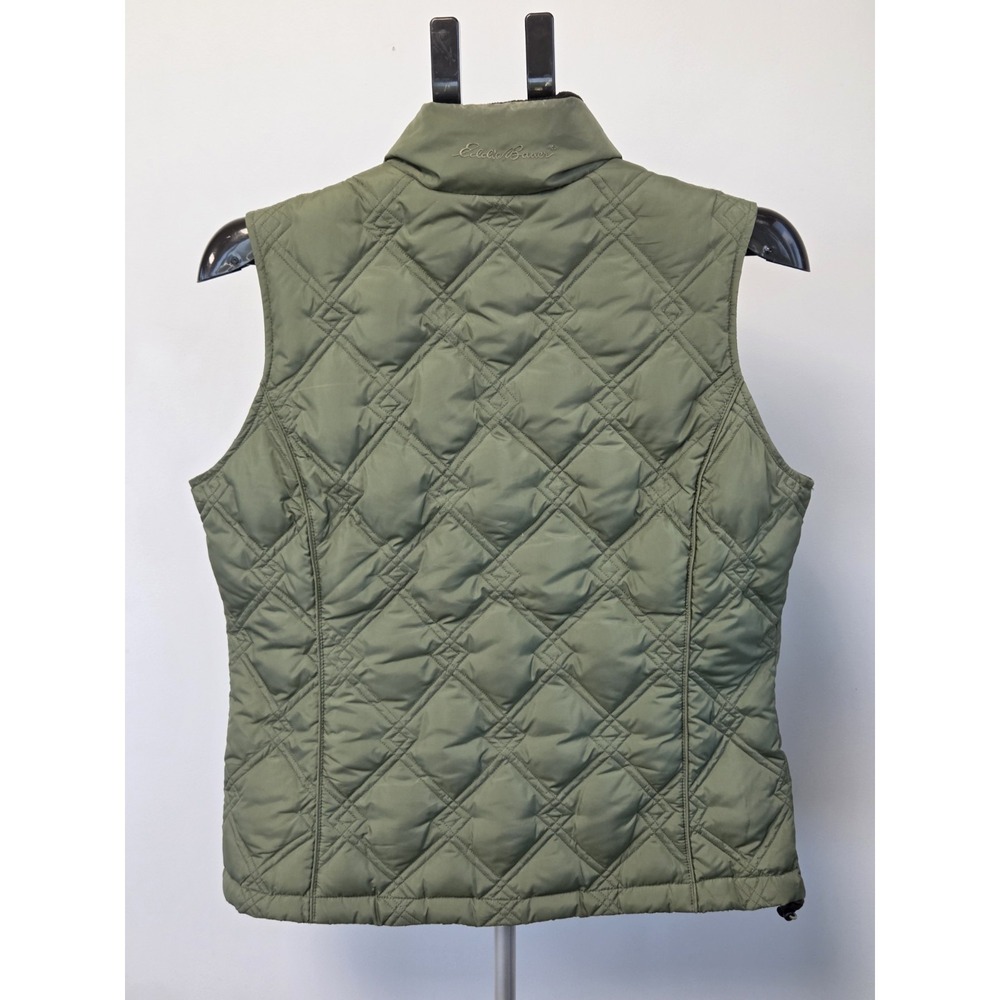 Eddie Bauer Womens Quilted Goose Down Puffer Vest Full Zip Medium Green - Picture 6 of 16